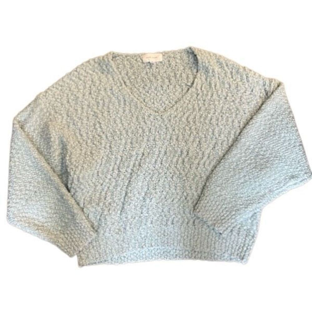 Dear John popcorn sweater large vneck oversized blue white
